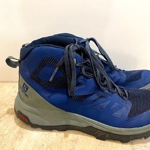 Salomon Outline Mid GTX Blue Gore-Tex Lightweight Hiking Shoes US 9 (runs small)